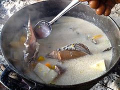 Fish soup with reef fish and coconut milk