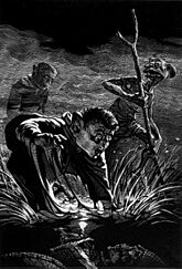 Frodo and Sam guided by Gollum through the Dead Marshes by Alexander Korotich