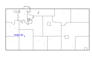 Map of Eau Claire County, highlighting location of Hadleyville