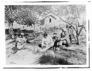 Indians washing in hot springs, Agua Caliente, ca.1900 (CHS-739)
