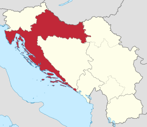 Locator map Croatia in Yugoslavia