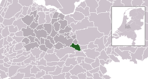Highlighted position of Rhenen in a municipal map of Utrecht