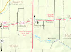 Map of Kiowa Co, Ks, USA