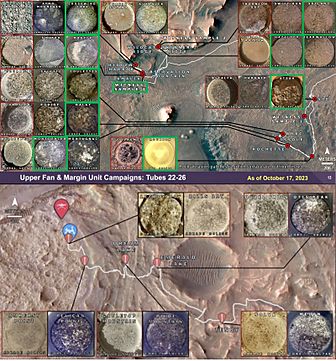 Mars 2020 Sample Collection Map showing samples to be left behind at Three Forks Sample Depot