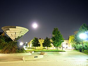 Martin Luther King, Jr Memorial Commons at night
