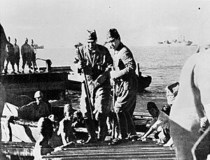 Masaharu Homma ashore at Lingayen Gulf