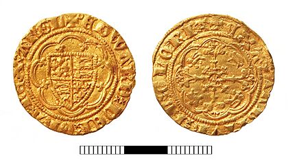 Medieval coin, Quarter noble of Edward III (FindID 801625)