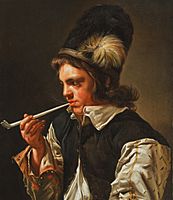 Michaelina wautier-joven fumando en pipa
