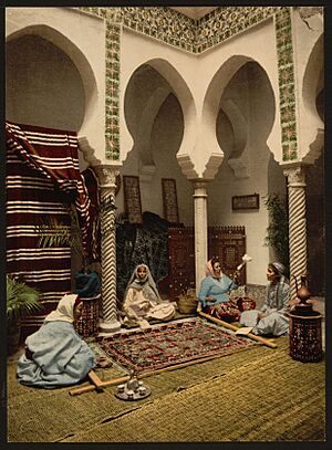 Moorish women making Arab carpets, Algiers, Algeria-LCCN2001697844