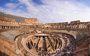 Panoramic photograph of interior of Colosseum