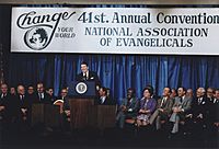 Photograph of President Reagan addressing the Annual Convention of the National Association of Evangelicals( "Evil... - NARA - 198535