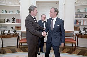 President Ronald Reagan with Rupert Murdoch and Charles Wick