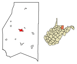 Location of Kingwood in Preston County, West Virginia.