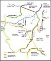 Red Cloud's War. Map with battle fields and relevant Indian treaty guaranteed territories