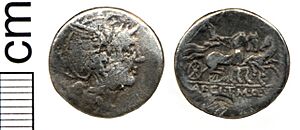 Roman coin, Republican denarius (Ap. Claudius et al.) (FindID 181800)