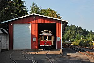 Willamette Shore Trolley carbarn with car 514