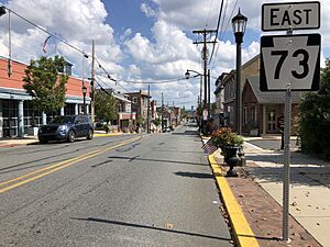 2022-08-30 15 19 17 View east along Pennsylvania State Route 73 (Philadelphia Avenue) just east of Pennsylvania State Route 562 (Reading Avenue) in Boyertown, Berks County, Pennsylvania
