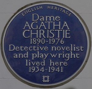 Agatha Christie 58 Sheffield Terrace blue plaque
