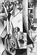Albert Gleizes, 1913, Les Bateaux de pêche (Fischerboote), oil on canvas, 165 x 111 cm, exhibited Salon d'Automne, Paris, 1913-14, no. 770, Manes Moderni Umeni, Vystava, Prague, 1914, no. 44