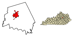 Location of Winchester in Clark County, Kentucky.