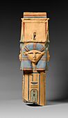 Column with Hathor-emblem capital and names of Nectanebo I on the shaft MET Hathor column less texture