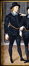 Detail of Anthony-Maria Browne, 2nd Viscount Montagu from a painting by Isaac Oliver (1598).jpg