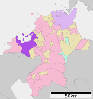 Location of Fukuoka in Fukuoka Prefecture