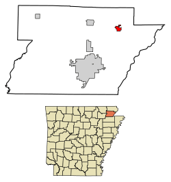 Location of Marmaduke in Greene County, Arkansas.