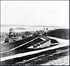 Halifax looking south from atop Citadel Hill, Halifax, Nova Scotia, Canada, circa 1870