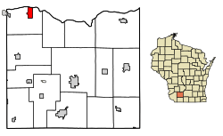 Location of Avoca in Iowa County, Wisconsin.