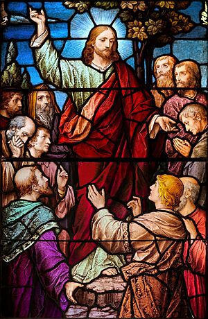 Jesus and His Apostles Stained Glass Window Detail by F. X. Zettler at St. Mark's Cathedral in Salt Lake City