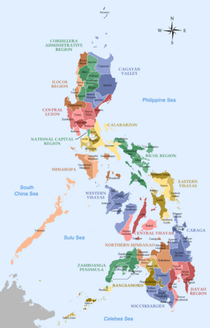 Labelled map of the Philippines - Provinces and Regions
