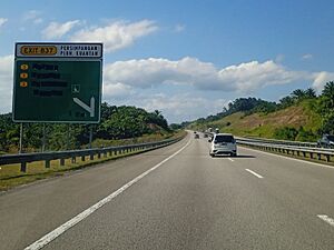 Lebuhraya Pantai Timur towards Pelabuhan Kuantan Interchange (Exit 837) eastbound in Kemaman District, Terengganu 20240224 162305