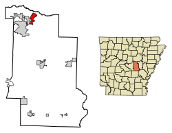 Location of Ward in Lonoke County, Arkansas.