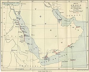 Map of Arabia showing route of Theodore Bent