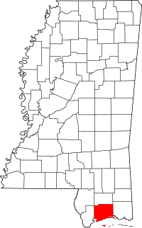 Map of Mississippi highlighting Harrison County