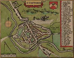 Map of Stafford - John Speed map 1610