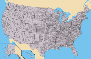 Map of USA with county outlines