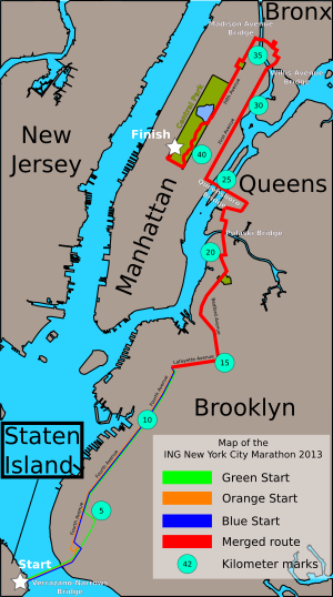 Map of the ING New York City Marathon 2013