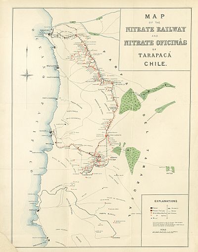 Mapa Oficinas Salitreras del norte de Chile (1890)