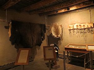 Martinez Hacienda Buffalo and Beaver trapping furs exhibit