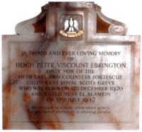 Monument HughPeterFortescue ViscountEbrington Died1942 FilleighChurch Devon