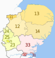 NUTS 3 regions of the East of England 2010 map