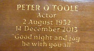 Peter O'Toole Memorial Plaque London