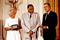 President George H. W. Bush and Mrs. Barbara Bush present the Medal of Arts to James Earl Jones