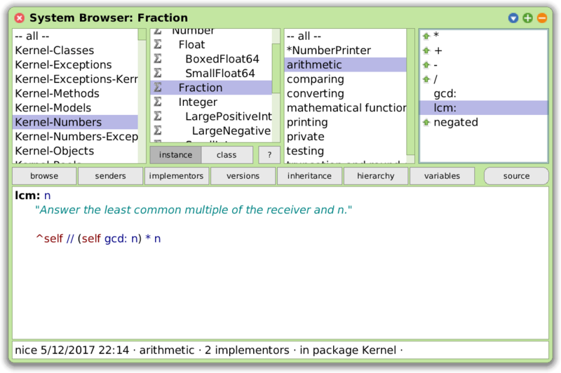 Squeak System Browser Fraction