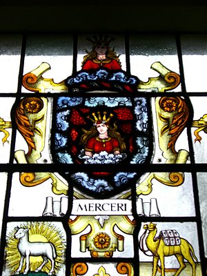 Stained glass - Worshipful Company of Mercers crest