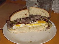 Steak and egg sandwich