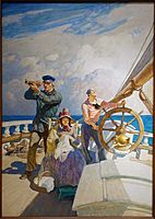 They Took Their Wives with Them on Their Cruises, by N.C. Wyeth, c. 1938, oil on board - Peabody Essex Museum - DSC07043