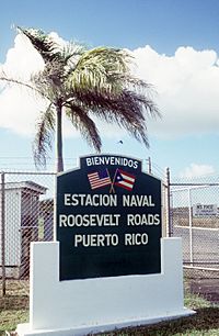 US Naval Station Roosevelt Roads entrance sign 1986